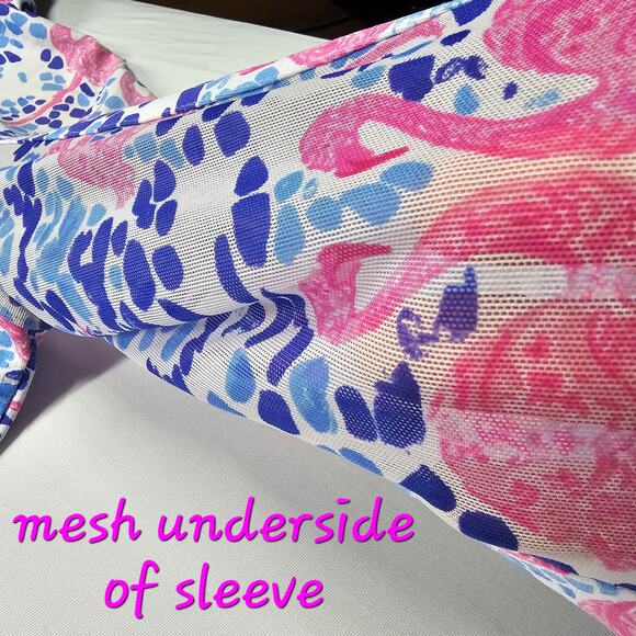 IBKUL Long Sleeve 1/4 Zip Mock Neck Flamingo Print Top Golf Pickleball Size XL - Picture 6 of 10